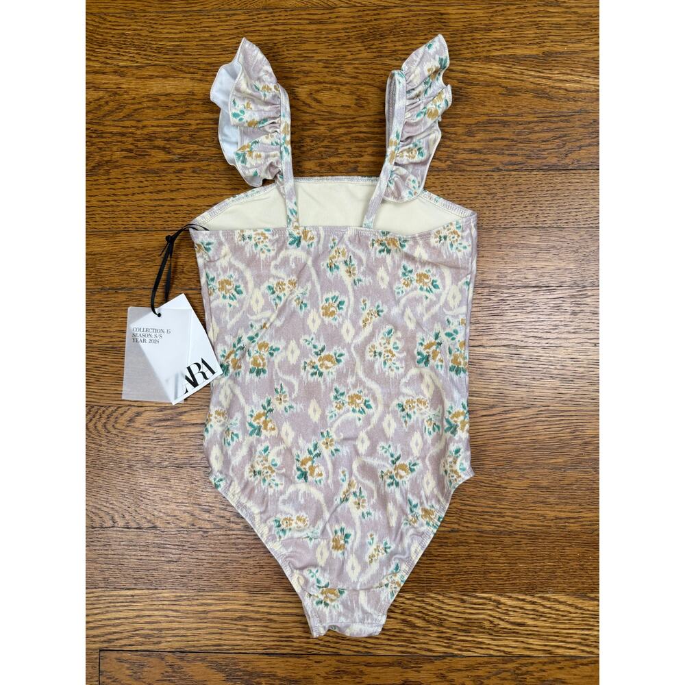 NWT Zara Girls' Purple Floral Swimsuit Size 4-5 - Picture 4 of 4